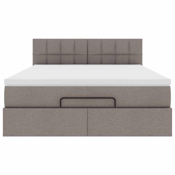 Ottoman-Bett mit Matratze & LEDs Taupe 140x200 cm Stoff