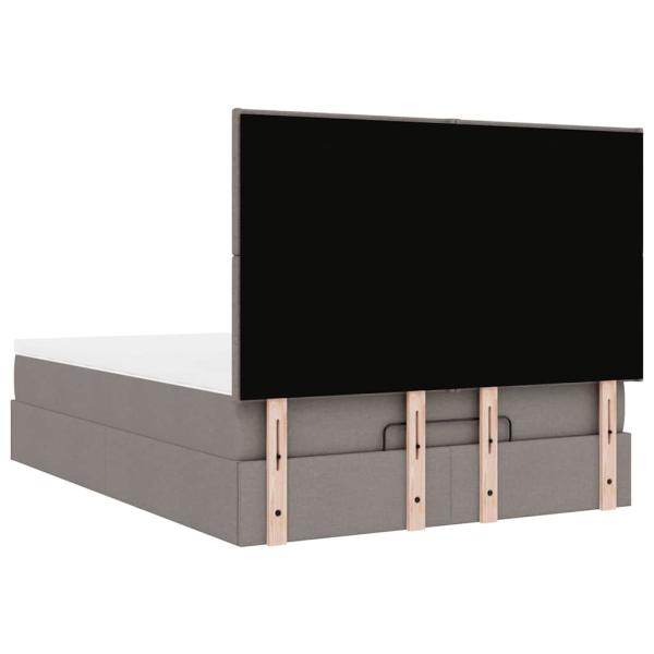 Ottoman-Bett mit Matratze Taupe 140x200 cm Stoff