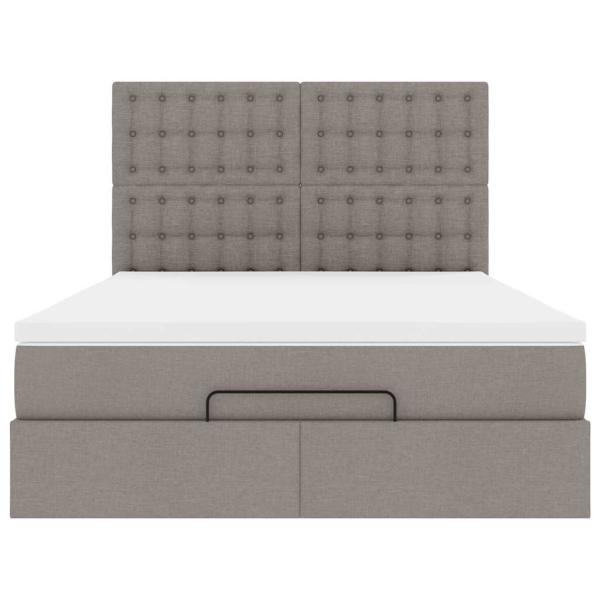 Ottoman-Bett mit Matratze Taupe 140x200 cm Stoff