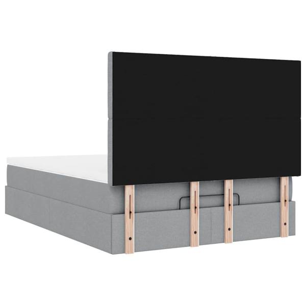 Ottoman-Bett mit Matratze & LEDs Hellgrau 140x200 cm Stoff