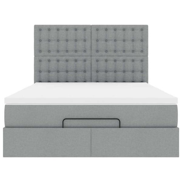 Ottoman-Bett mit Matratze Hellgrau 140x200 cm Stoff