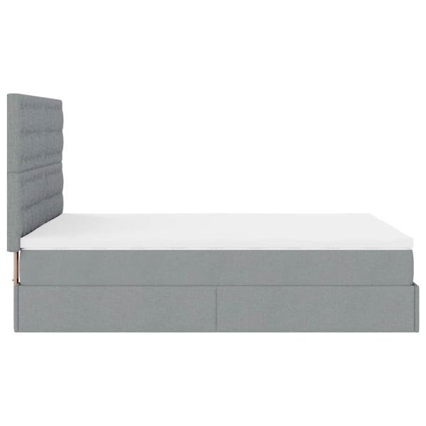 Ottoman-Bett mit Matratze Hellgrau 140x200 cm Stoff