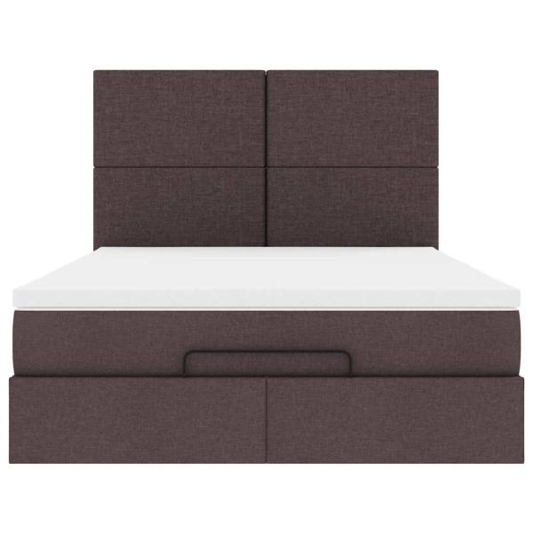 Ottoman-Bett mit Matratze & LEDs Dunkelbraun 140x200 cm Stoff