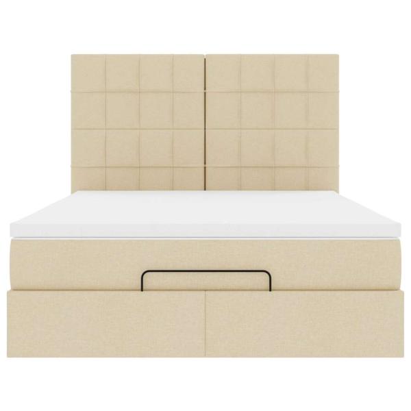 Ottoman-Bett mit Matratze Creme 140x200 cm Stoff