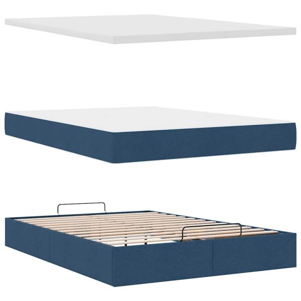 ARDEBO.de - Ottoman-Bett mit Matratze Blau 140x200 cm Stoff