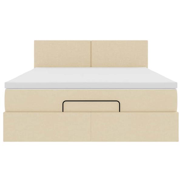 Ottoman-Bett mit Matratze & LEDs Creme 140x200 cm Stoff