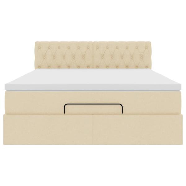Ottoman-Bett mit Matratze & LEDs Creme 140x200 cm Stoff