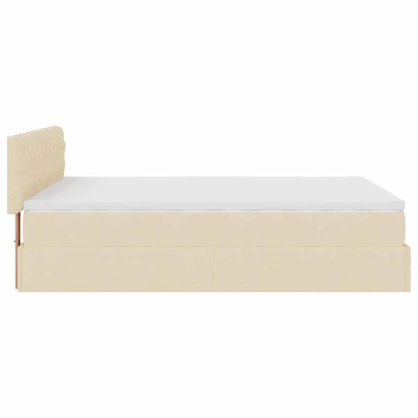 Ottoman-Bett mit Matratze & LEDs Creme 140x200 cm Stoff