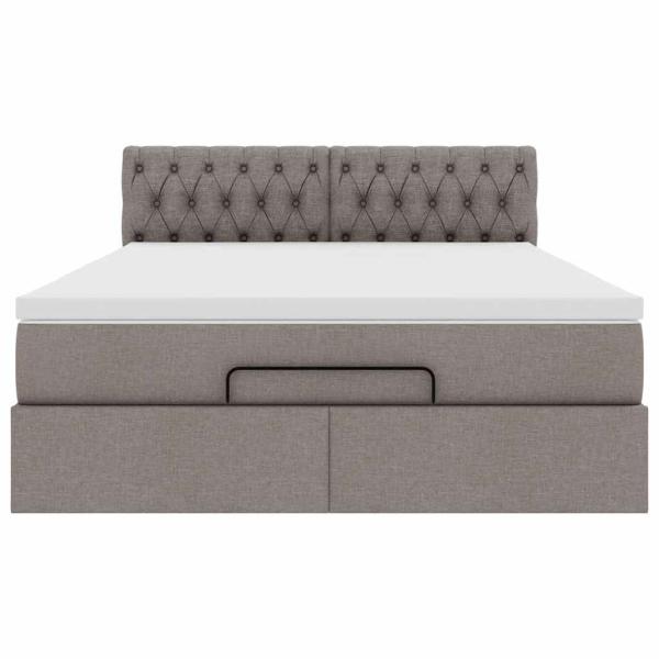 Ottoman-Bett mit Matratze & LEDs Taupe 140x200 cm Stoff