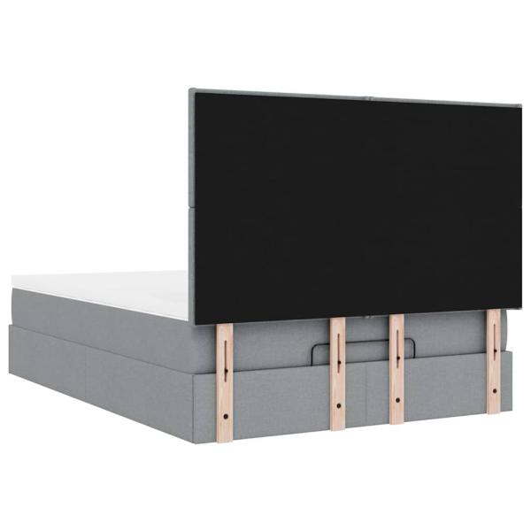 Ottoman-Bett mit Matratze Hellgrau 140x200 cm Stoff