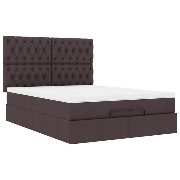 Ottoman-Bett mit Matratze Dunkelbraun 140x200 cm Stoff