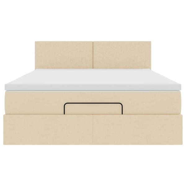 Ottoman-Bett mit Matratze Creme 140x200 cm Stoff