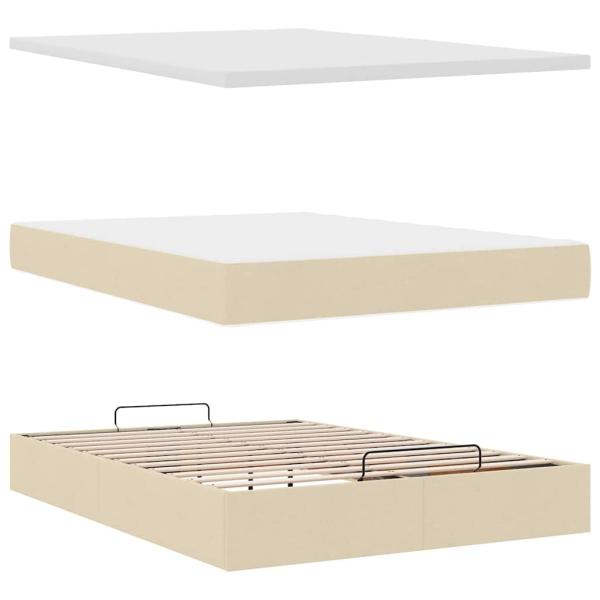 Ottoman-Bett mit Matratze Creme 140x200 cm Stoff