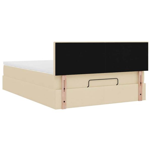 Ottoman-Bett mit Matratze Creme 140x200 cm Stoff