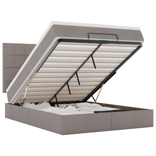 Ottoman-Bett mit Matratze & LEDs Taupe 140x200 cm Stoff
