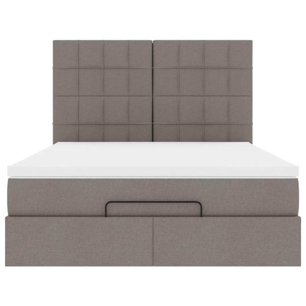 Ottoman-Bett mit Matratze & LEDs Taupe 140x200 cm Stoff
