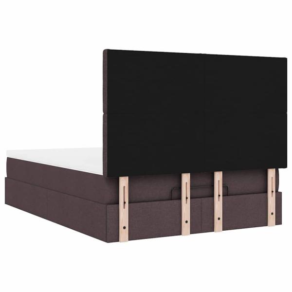 Ottoman-Bett mit Matratze & LEDs Dunkelbraun 140x200 cm Stoff