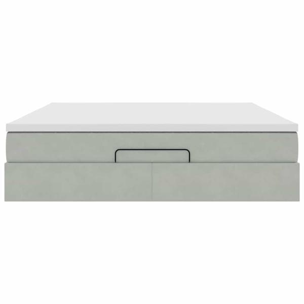 Ottoman-Bett mit Matratze Hellgrau 180x200 cm Samt