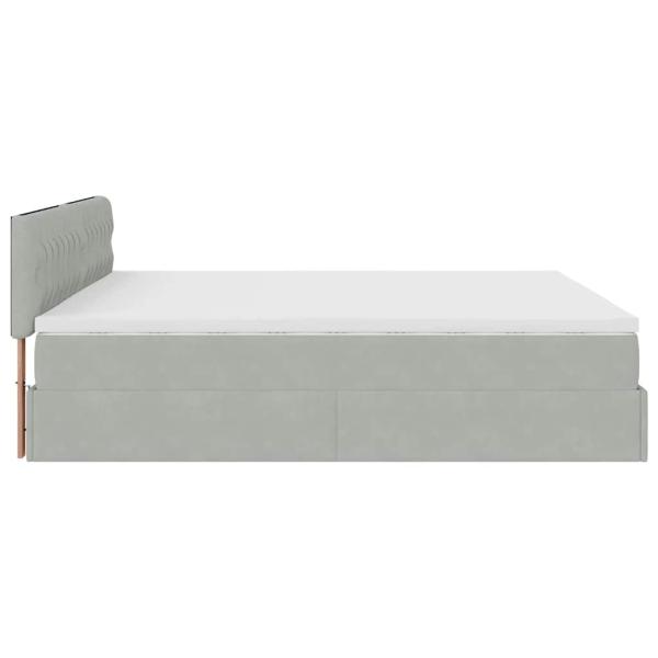 Ottoman-Bett mit Matratze Hellgrau 180x200 cm Samt