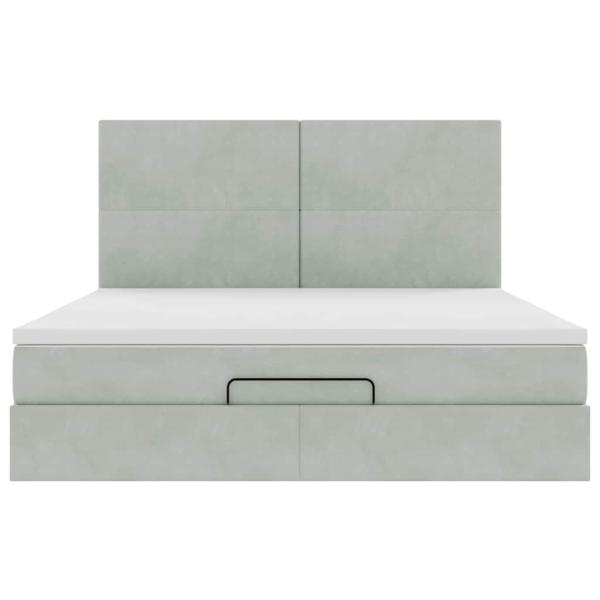 Ottoman-Bett mit Matratzen & LEDs Hellgrau 180x200 cm Samt