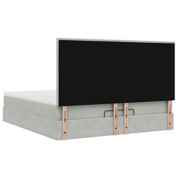 Ottoman-Bett mit Matratzen & LEDs Hellgrau 180x200 cm Samt