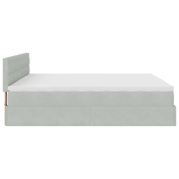 Ottoman-Bett mit Matratze & LEDs Hellgrau 180x200 cm Samt