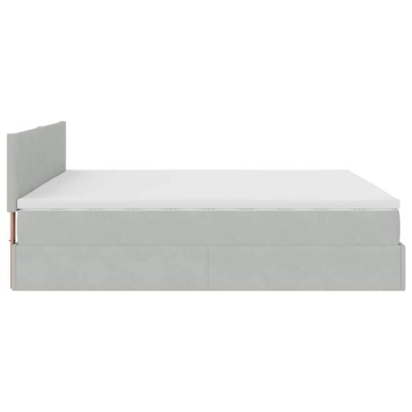 Ottoman-Bett mit Matratze Hellgrau 180x200 cm Samt