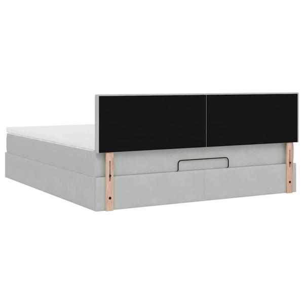 Ottoman-Bett mit Matratze Hellgrau 180x200 cm Samt