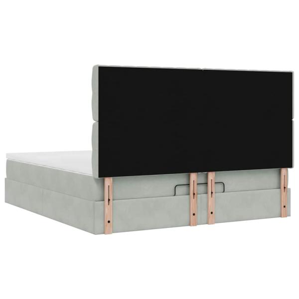 Ottoman-Bett mit Matratzen Hellgrau 180x200 cm Samt