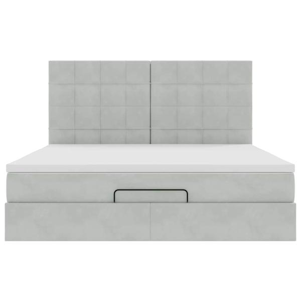 Ottoman-Bett mit Matratzen & LEDs Hellgrau 180x200 cm Samt