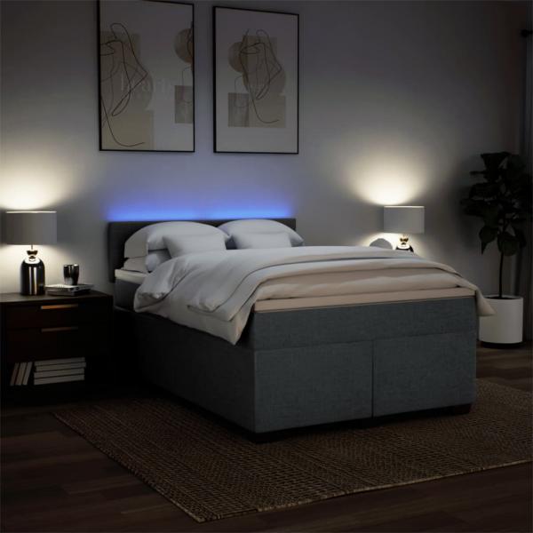 Boxspringbett mit Matratze Dunkelgrau 140x190 cm Stoff