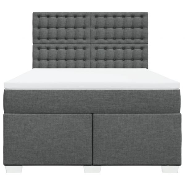 Boxspringbett mit Matratze Dunkelgrau 140x190 cm Stoff