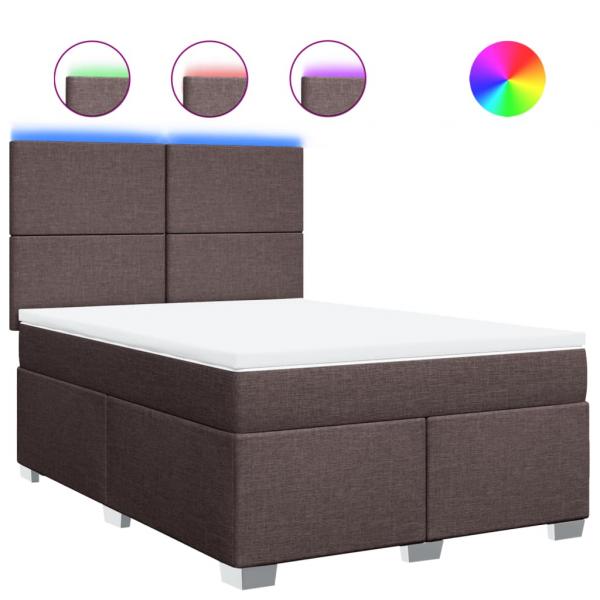 Boxspringbett mit Matratze Dunkelbraun 140x190 cm Stoff