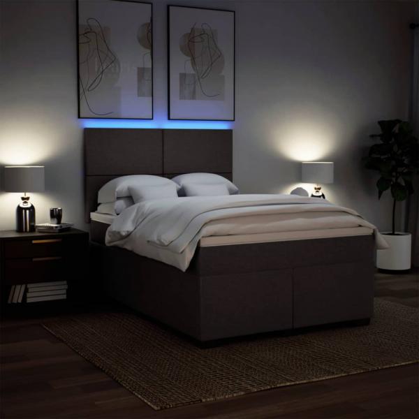 Boxspringbett mit Matratze Dunkelbraun 140x190 cm Stoff