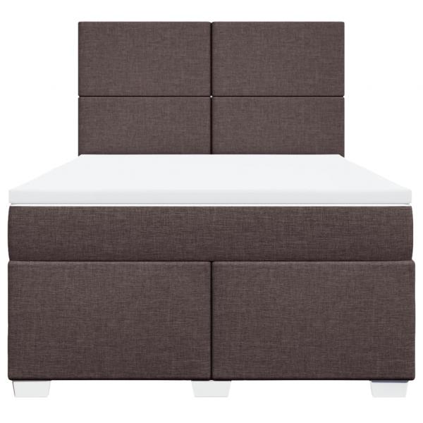 Boxspringbett mit Matratze Dunkelbraun 140x190 cm Stoff