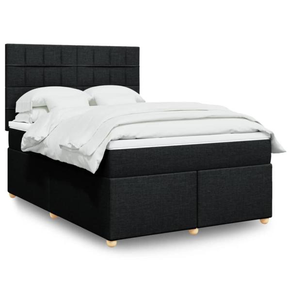 ARDEBO.de - Boxspringbett mit Matratze Schwarz 140x190 cm Stoff