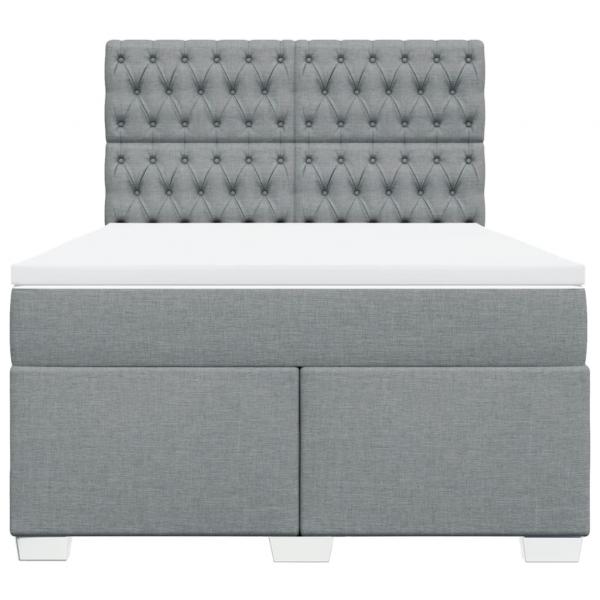 Boxspringbett mit Matratze Hellgrau 140x190 cm Stoff