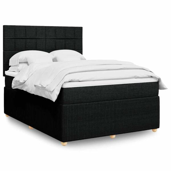 ARDEBO.de - Boxspringbett mit Matratze Schwarz 140x190 cm Stoff