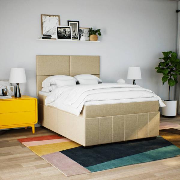 Boxspringbett mit Matratze Creme 140x190 cm Stoff