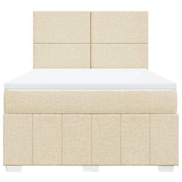 Boxspringbett mit Matratze Creme 140x190 cm Stoff