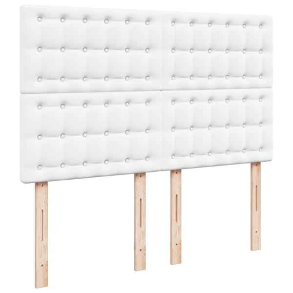 Boxspringbett mit Matratze Weiß 140x190 cm Kunstleder