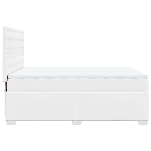 Boxspringbett mit Matratze Weiß 140x190 cm Kunstleder