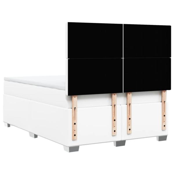 Boxspringbett mit Matratze Weiß 140x190 cm Kunstleder