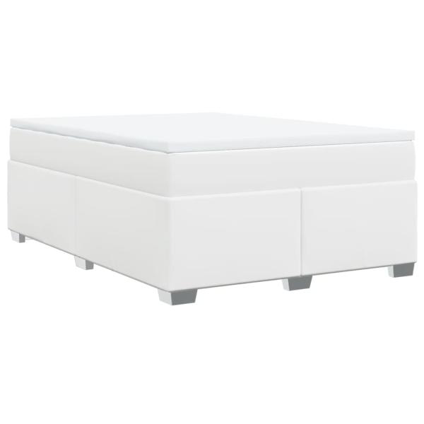 Boxspringbett mit Matratze Weiß 140x190 cm Kunstleder