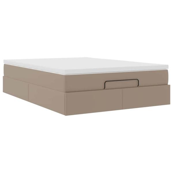 ARDEBO.de - Ottoman-Bett mit Matratze Cappuccino-Braun 140x190cm Kunstleder