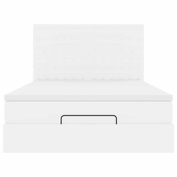 Ottoman-Bett mit Matratze & LEDs Weiß 140x190 cm Kunstleder