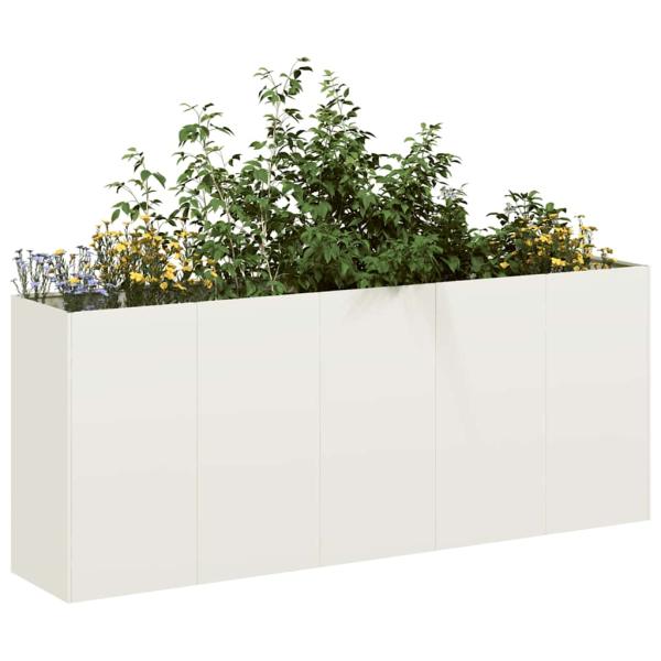 ARDEBO.de - Pflanzkübel Weiß 200x40x80 cm Kaltgewalzter Stahl