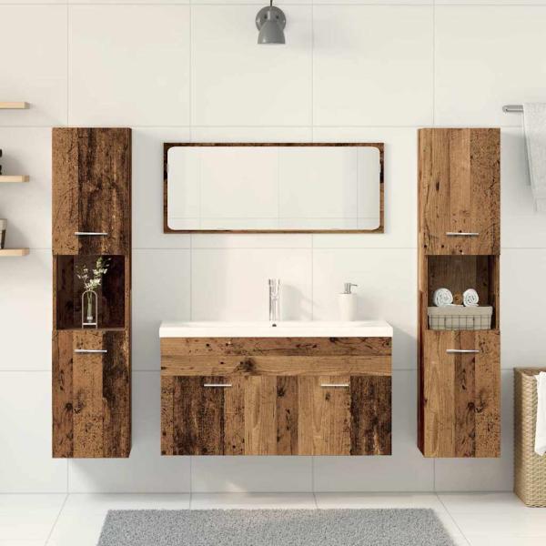 ARDEBO.de - 5-tlg. Badmöbel-Set Altholz-Optik Holzwerkstoff