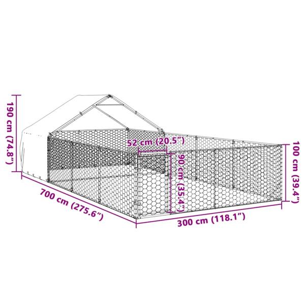Outdoor-Hundezwinger mit Auslauf 7x3x1,9 m Verzinkter Stahl