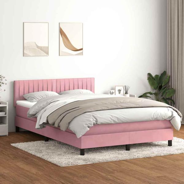 ARDEBO.de - Boxspringbett mit Matratze Rosa 140x220 cm Samt